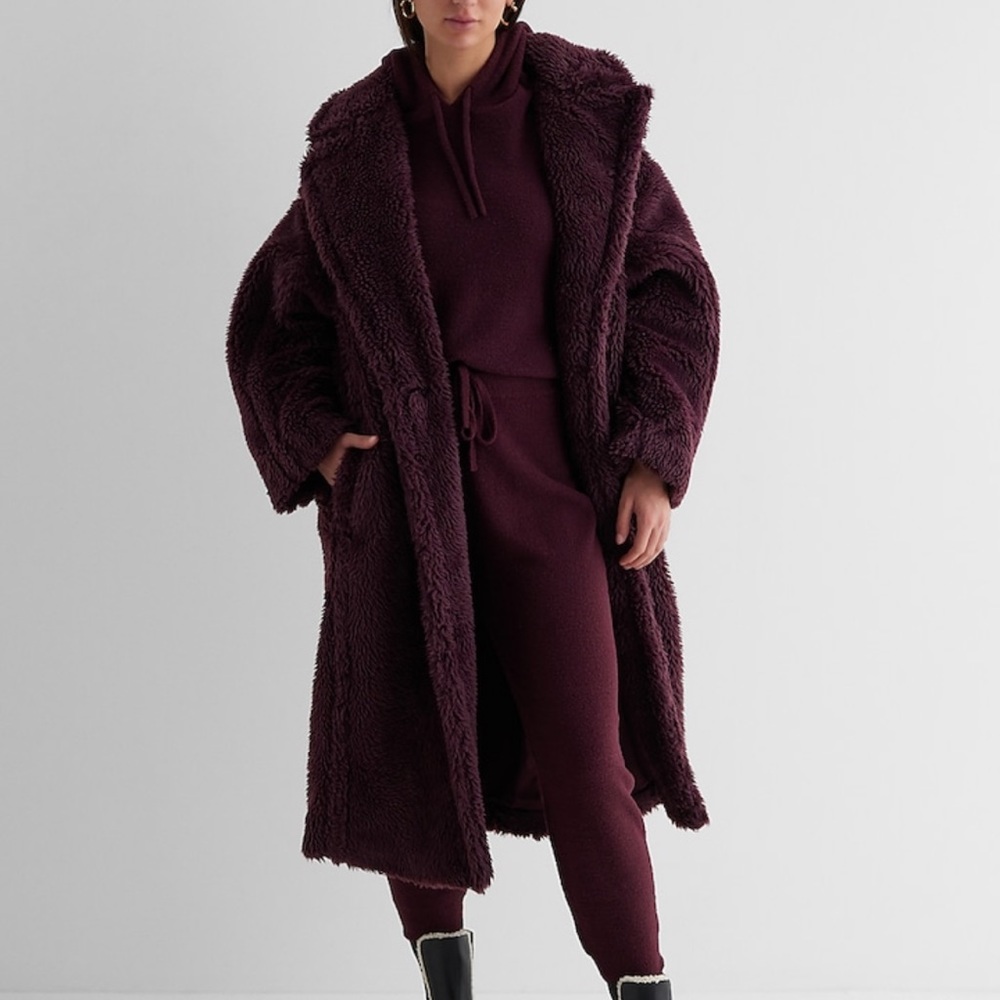 Teddy cinched back maxi coat